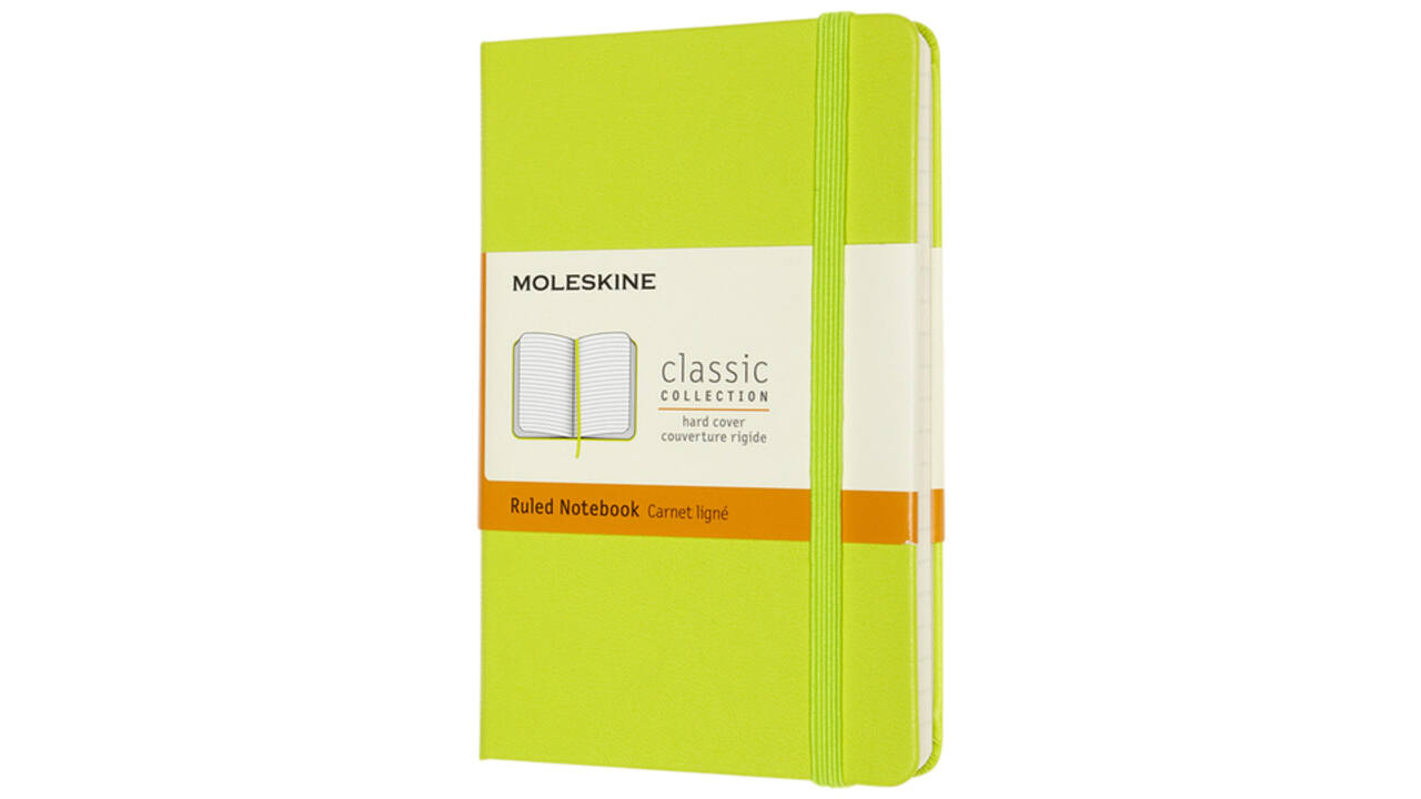Notitieboek Moleskine pocket 90x140mm lijn hard cover lemon green