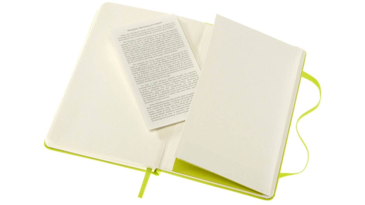 Notitieboek Moleskine pocket 90x140mm lijn hard cover lemon green