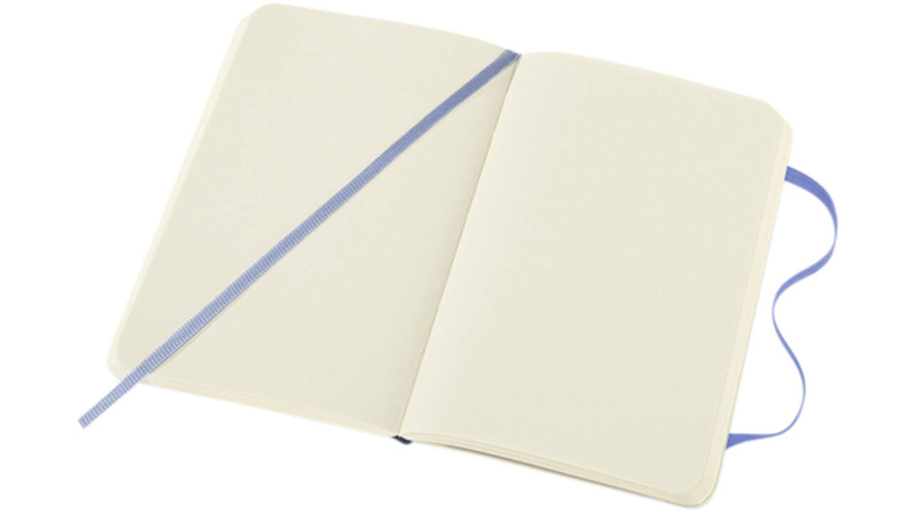 Notitieboek Moleskine pocket 90x140mm blanco soft cover hydrangea blue