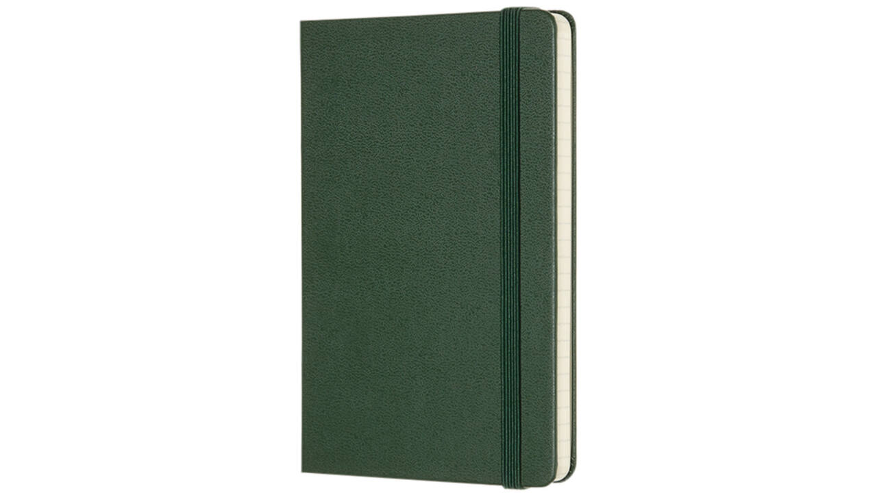 Notitieboek Moleskine pocket 90x140mm ruit 5x5mm hard cover myrtle green