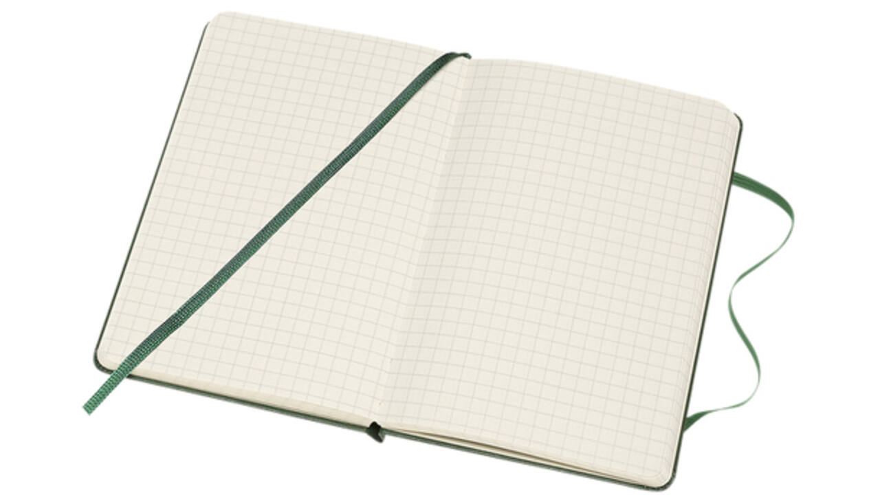 Notitieboek Moleskine pocket 90x140mm ruit 5x5mm hard cover myrtle green