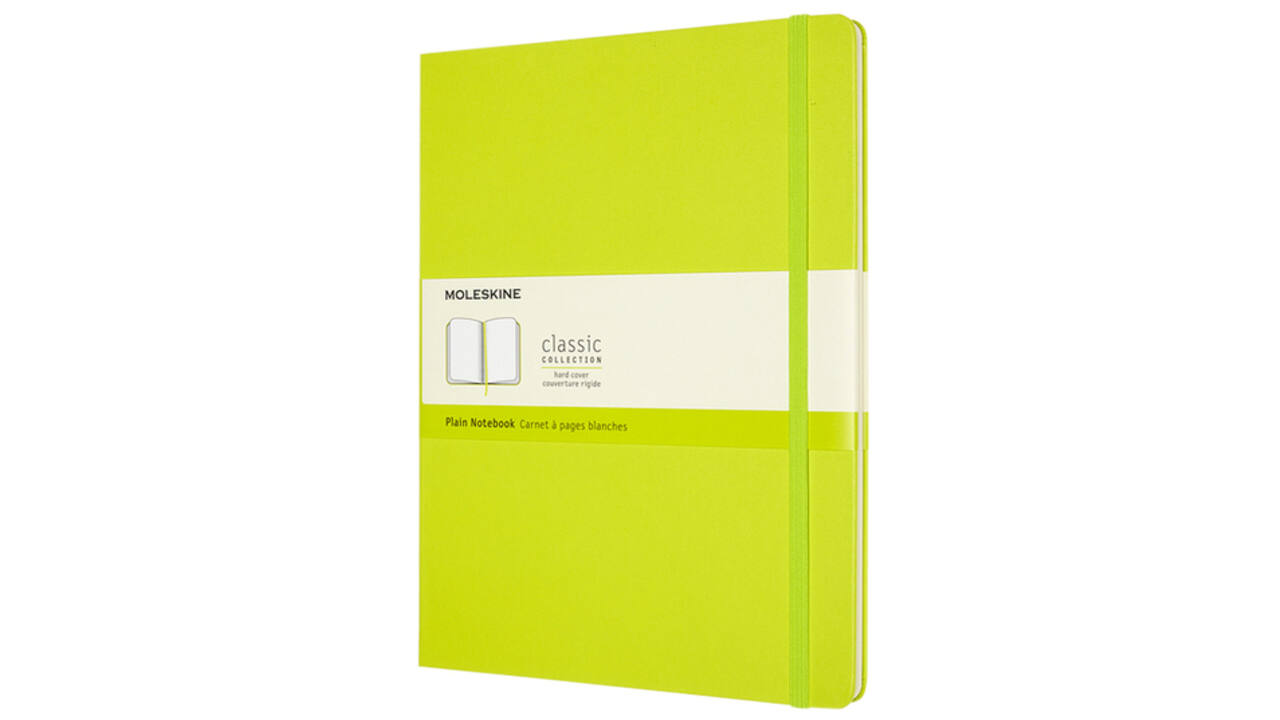 Notitieboek Moleskine XL 190x250mm blanco hard cover lemon green