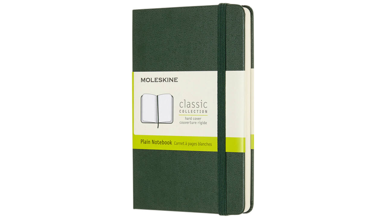 Notitieboek Moleskine pocket 90x140mm blanco hard cover myrtle green