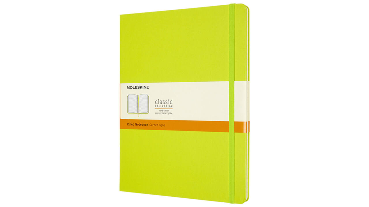 Notitieboek Moleskine XL 190x250mm lijn hard cover lemon green