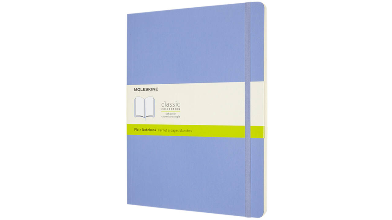 Notitieboek Moleskine XL 190x250mm blanco soft cover hydrangea blue