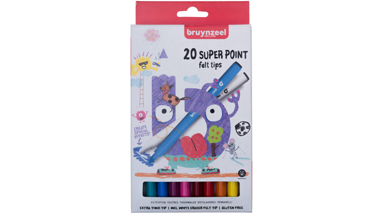 Viltstift Bruynzeel Super Point set á 20 kleuren