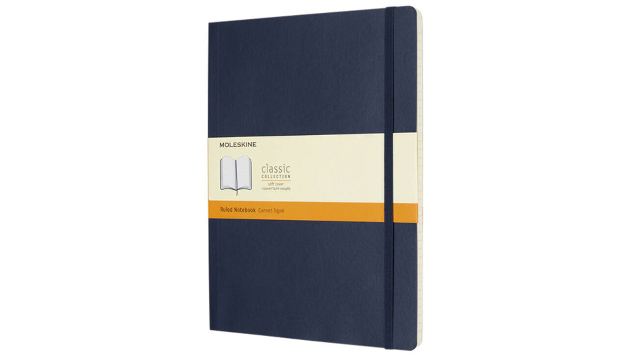 Notitieboek Moleskine XL 190x250mm lijn soft cover sapphire blue