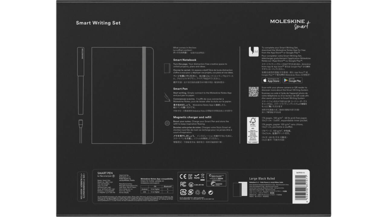Smart Writing Set Pen Moleskine + Smart notitieboek large 130x210mm lijn zwart