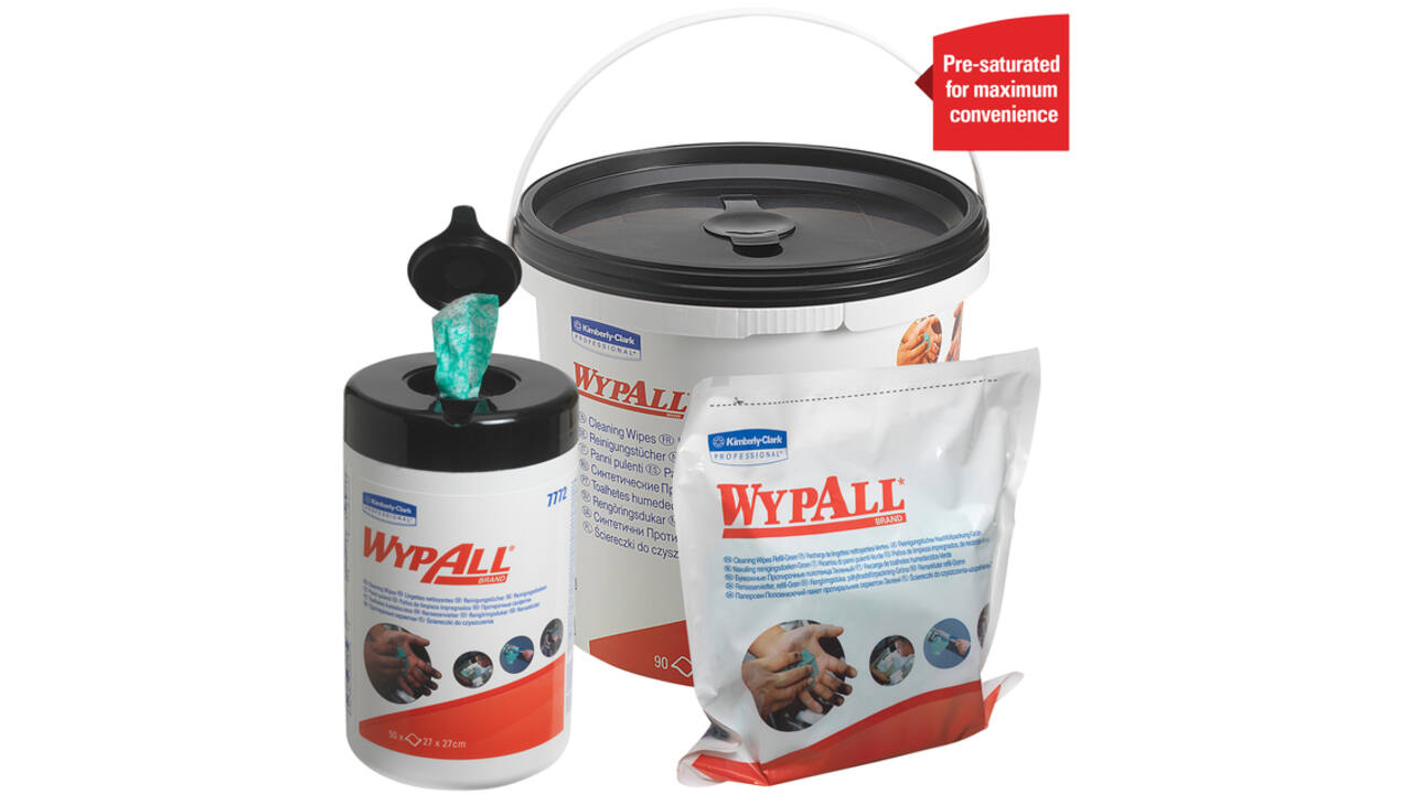 Reinigingsdoek WypAll geïmpregneerd 27x27cm 90vel per emmer groen 7775