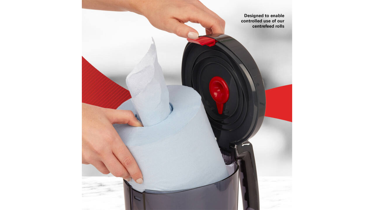 Poetsroldispenser WypAll reach centerfeed zwart 6221