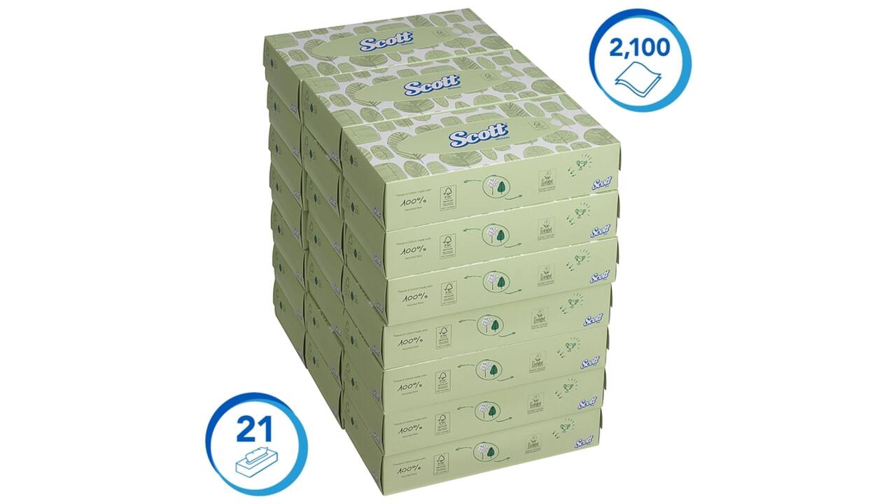Facial tissues Scott 2-laags standaard 21x100stuks wit 8837