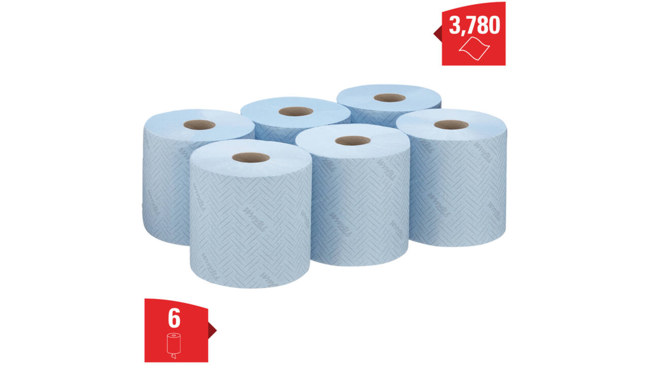 Poetsrol WypAll L10 1-laags 18,3cmx239m 630 vel blauw 7494