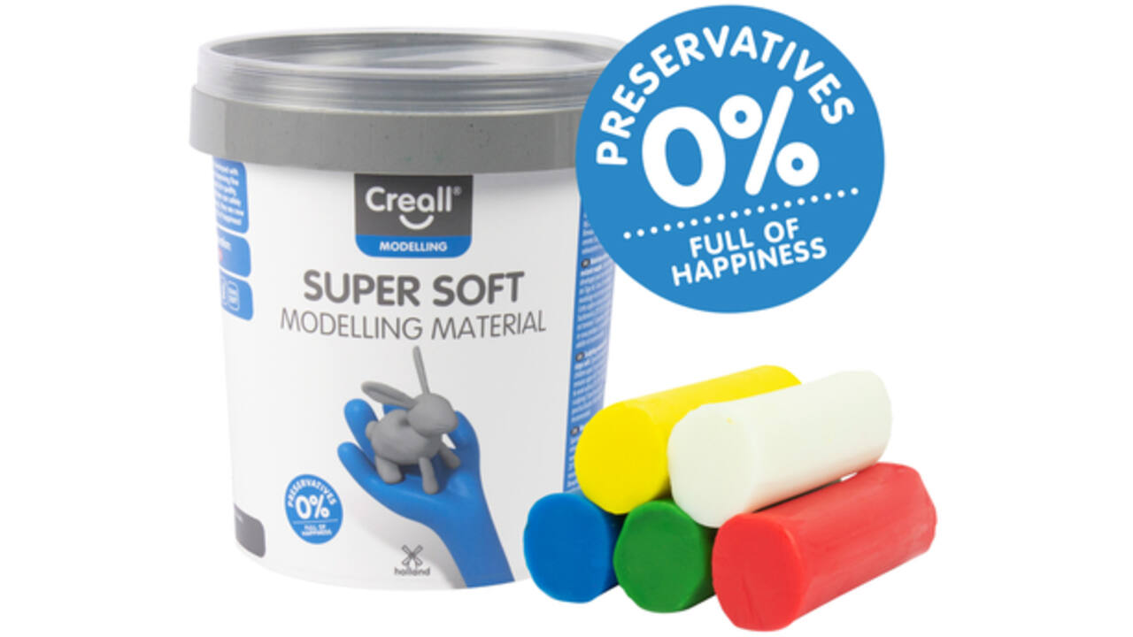 Klei Creall supersoft rood/blauw/groen/geel/wit 450gr