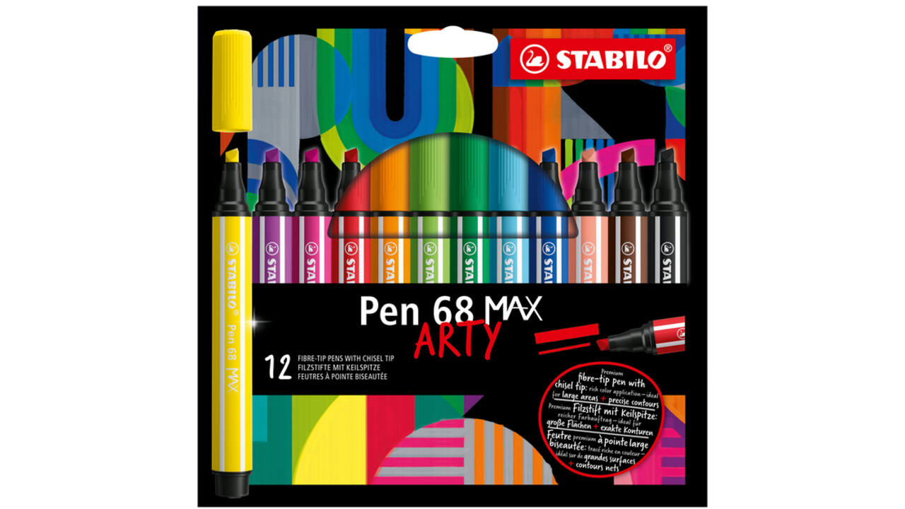 Viltstift STABILO Pen 68 /12 Max Arty assorti etui à 12 stuks