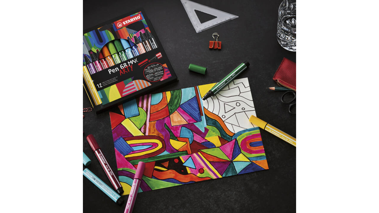 Viltstift STABILO Pen 68 /12 Max Arty assorti etui à 12 stuks