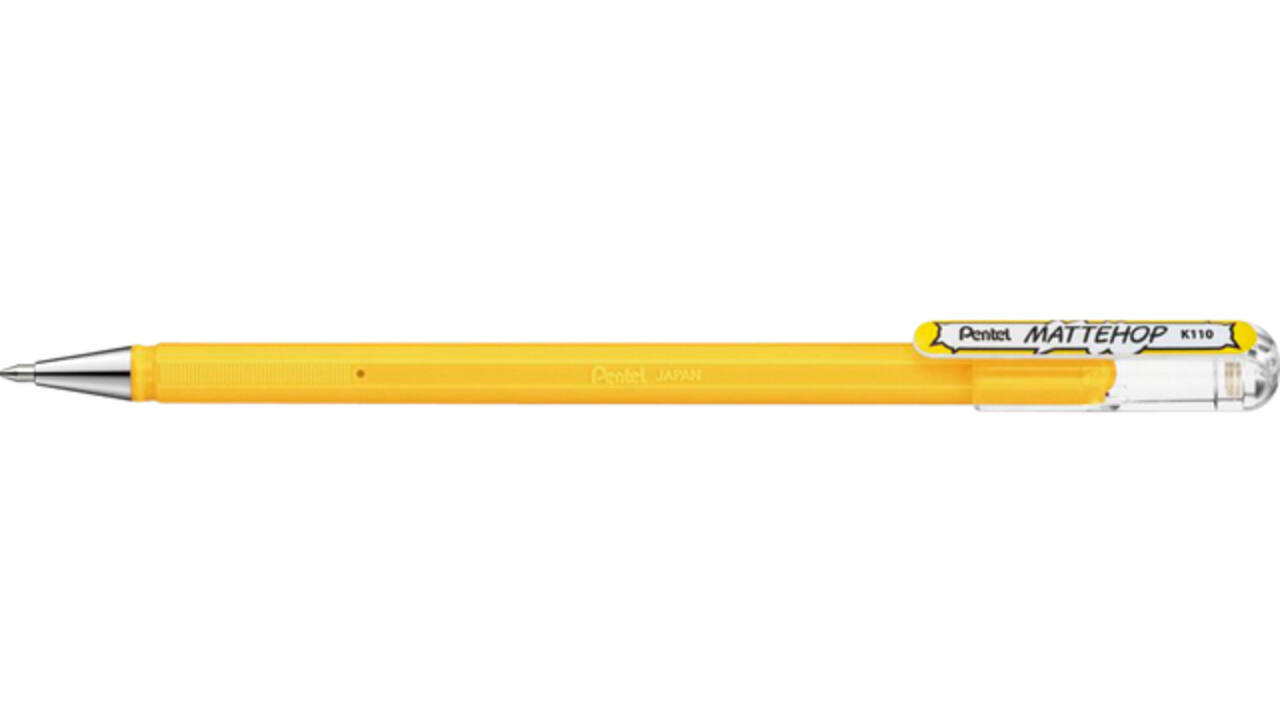 Gelschrijver Pentel K110 Mattehop medium geel
