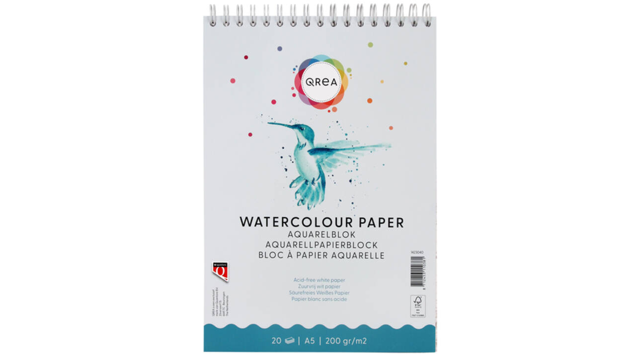 Aquarelblok Qrea A5 20vel 200gr spiraal