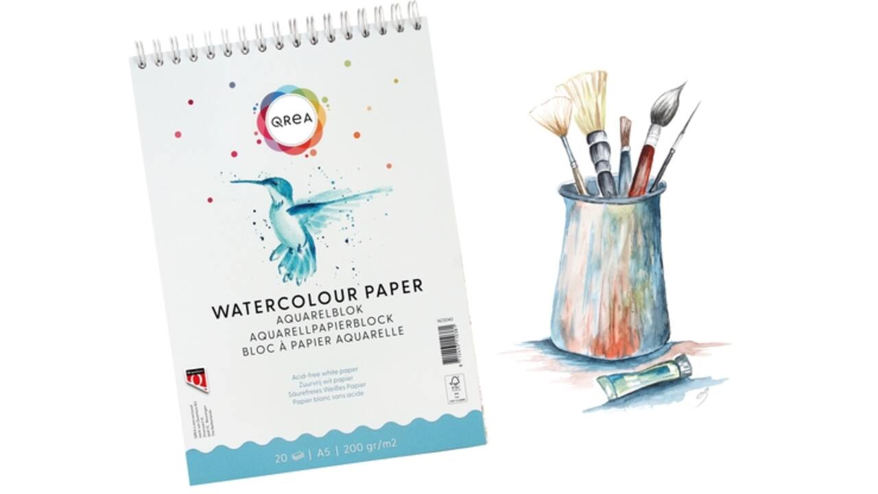 Aquarelblok Qrea A5 20vel 200gr spiraal