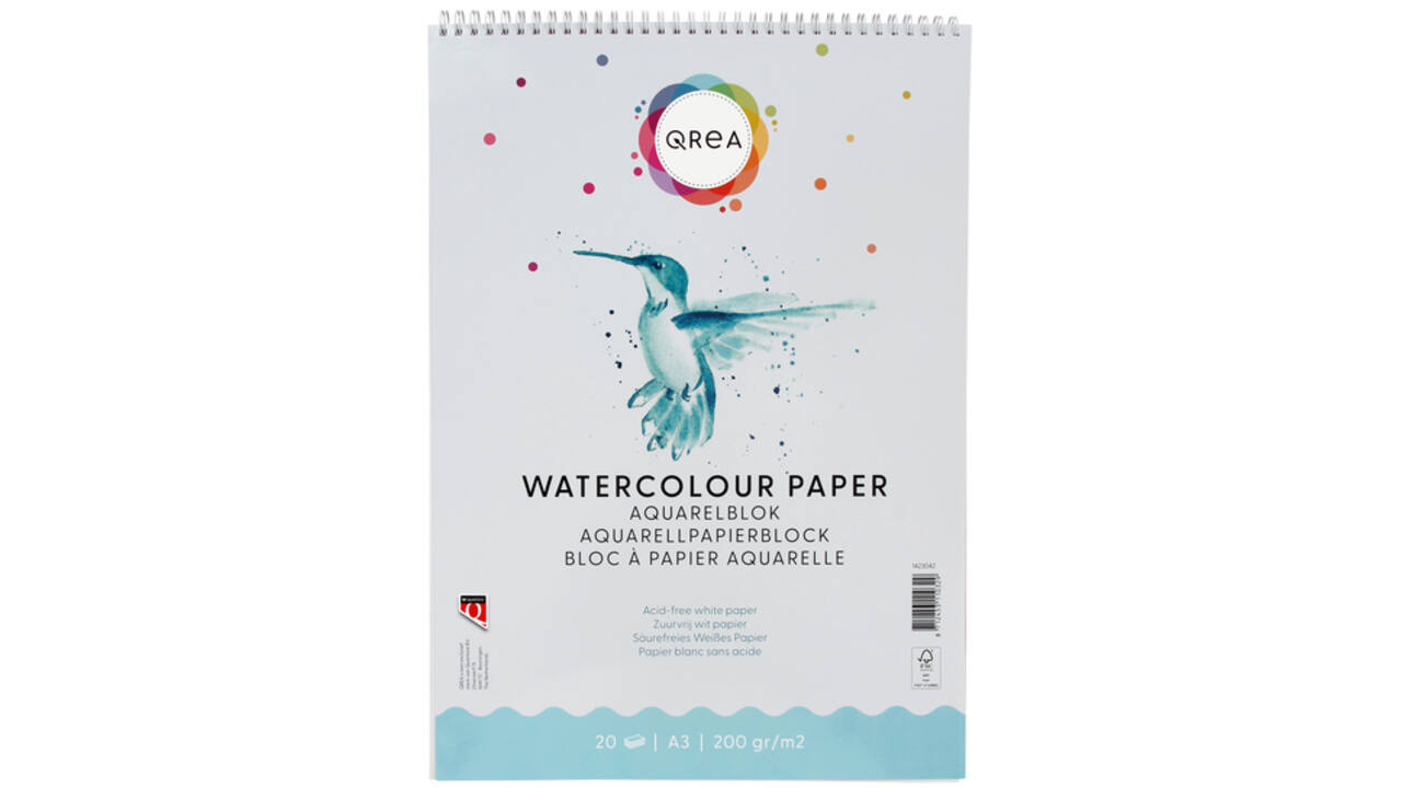 Aquarelblok Qrea A3 20vel 200gr spiraal