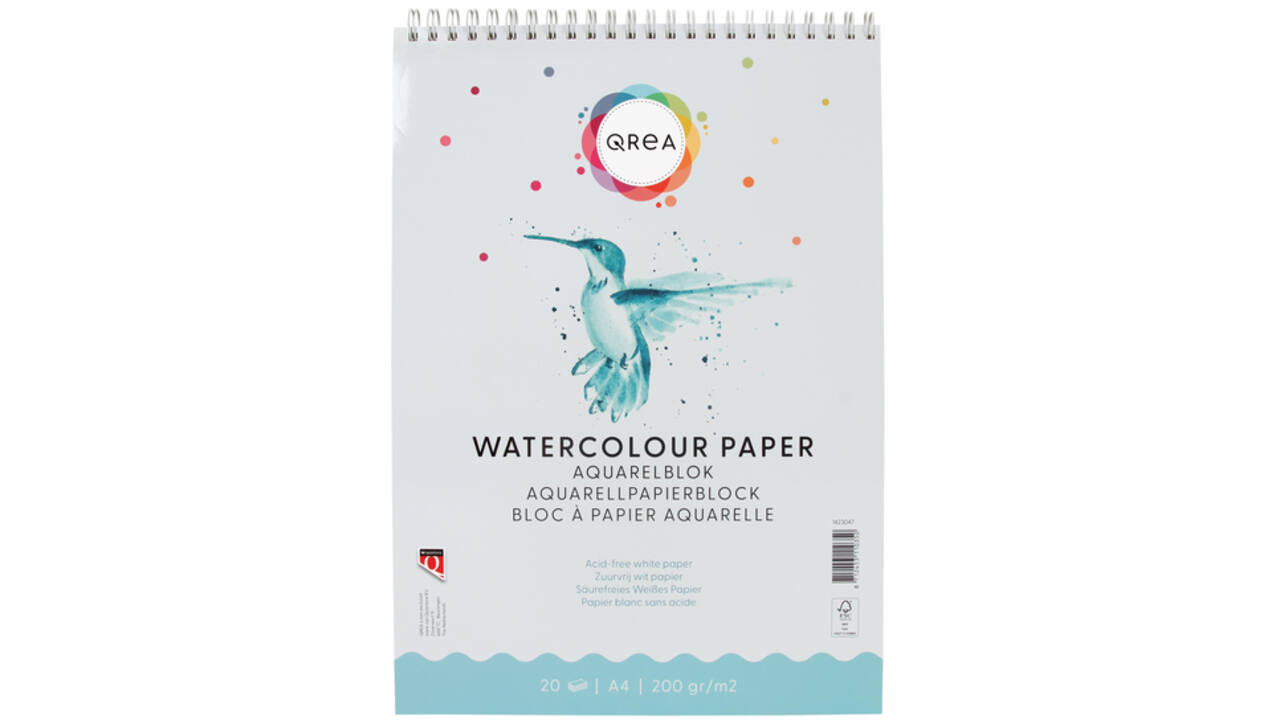 Aquarelblok Qrea A4 20vel 200gr spiraal