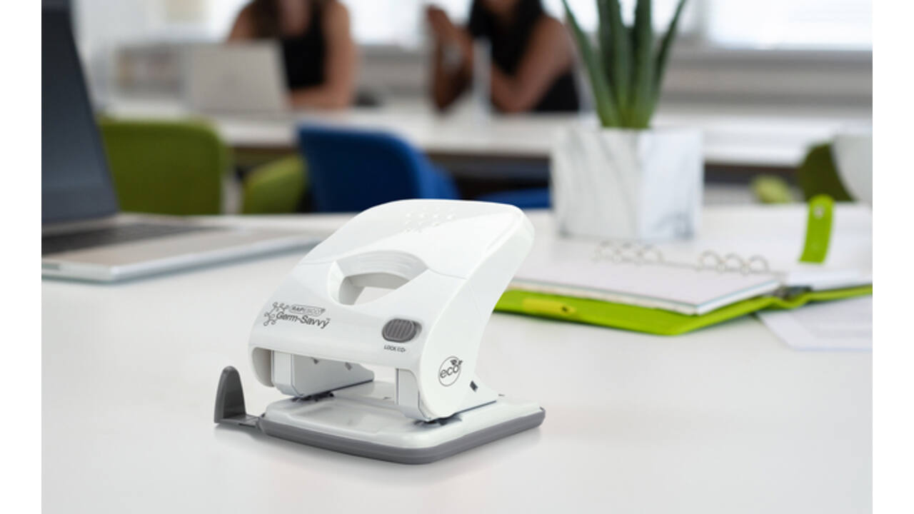 Perforator Rapesco Germ-Savvy antibacterieel 2-gaats wit