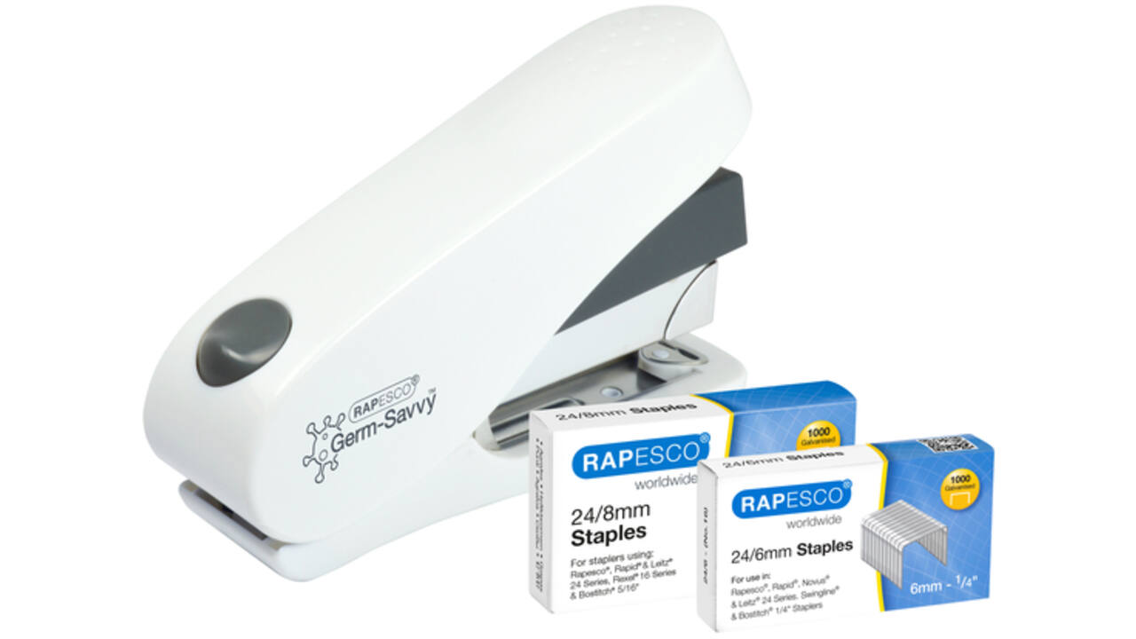 Nietmachine Rapesco Germ-Savvy ECO Luna Less Effort antibacterieel 24/8mm wit