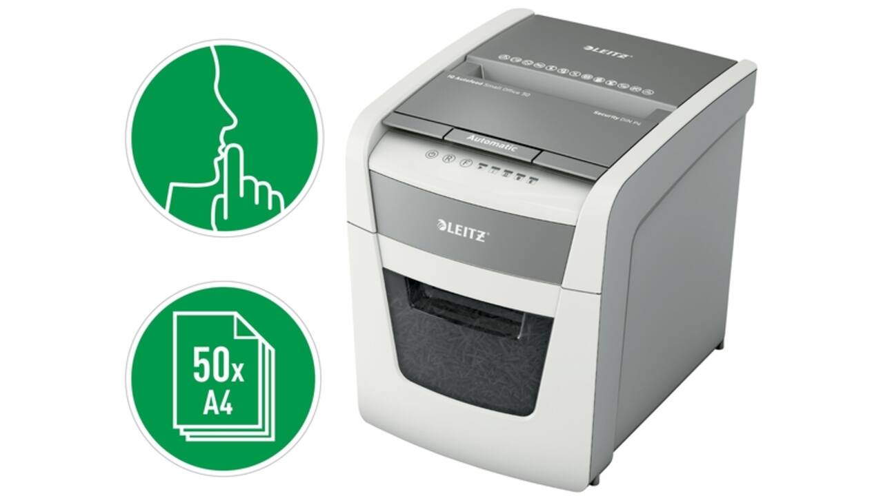 Papiervernietiger Leitz IQ Auto+ Small Office 50X P4 snippers 4x28mm