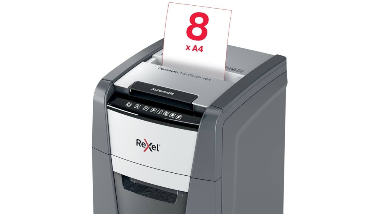 Papiervernietiger Rexel Optimum Auto+ 90X snippers 4x28mm