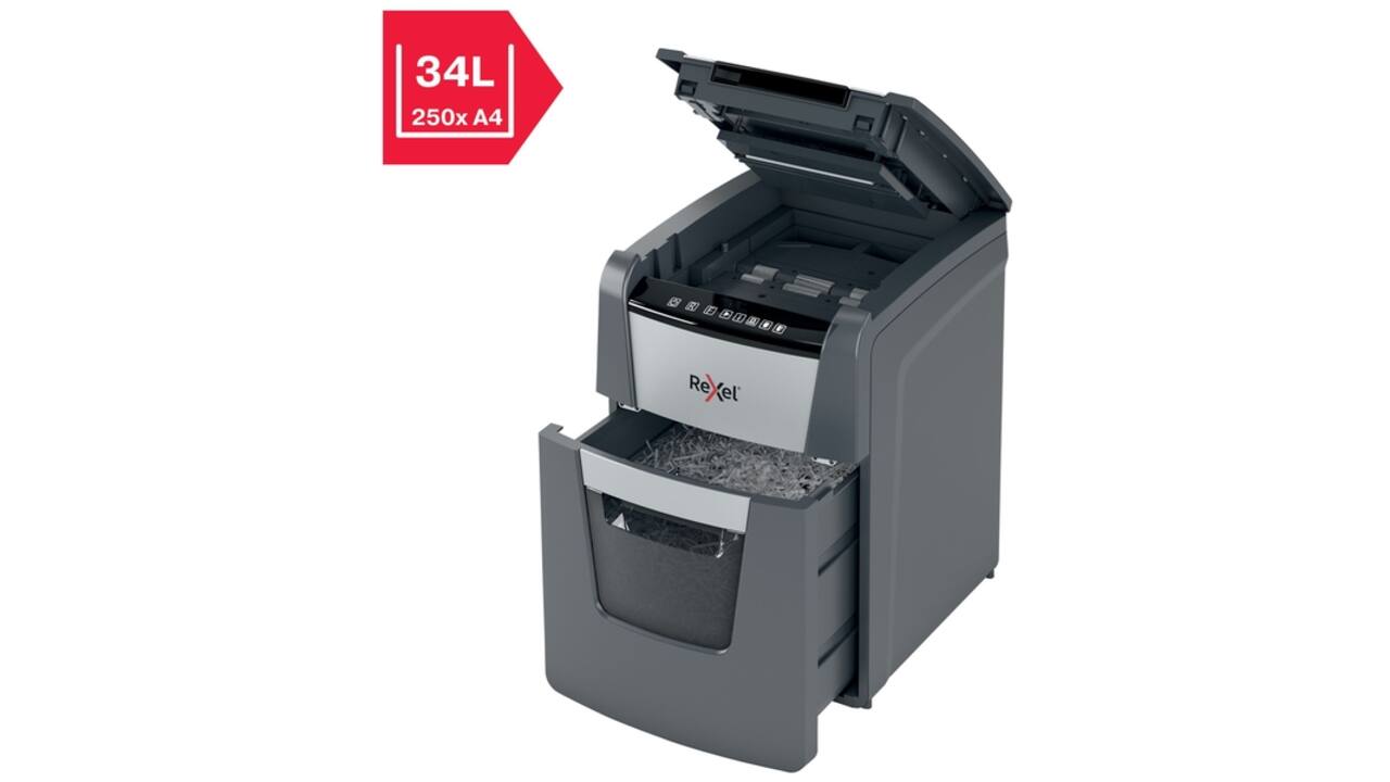 Papiervernietiger Rexel Optimum Auto+ 90X snippers 4x28mm