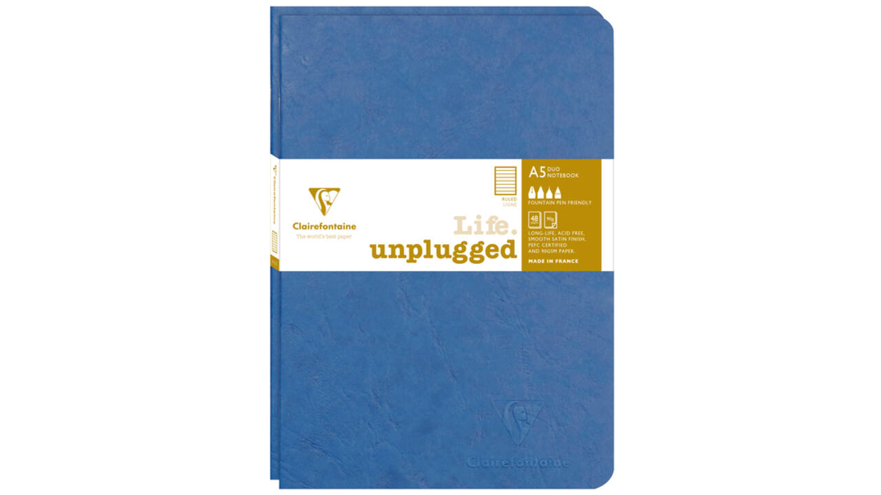 Schrift Clairefontaine A5 lijn 96 pagina's 90gr blauw seal à 2 stuks