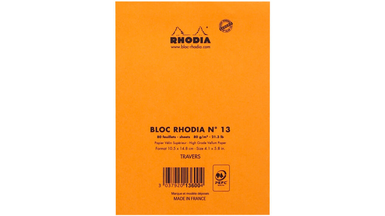Schrijfblok Rhodia A6 lijn 80 vel 80gr oranje