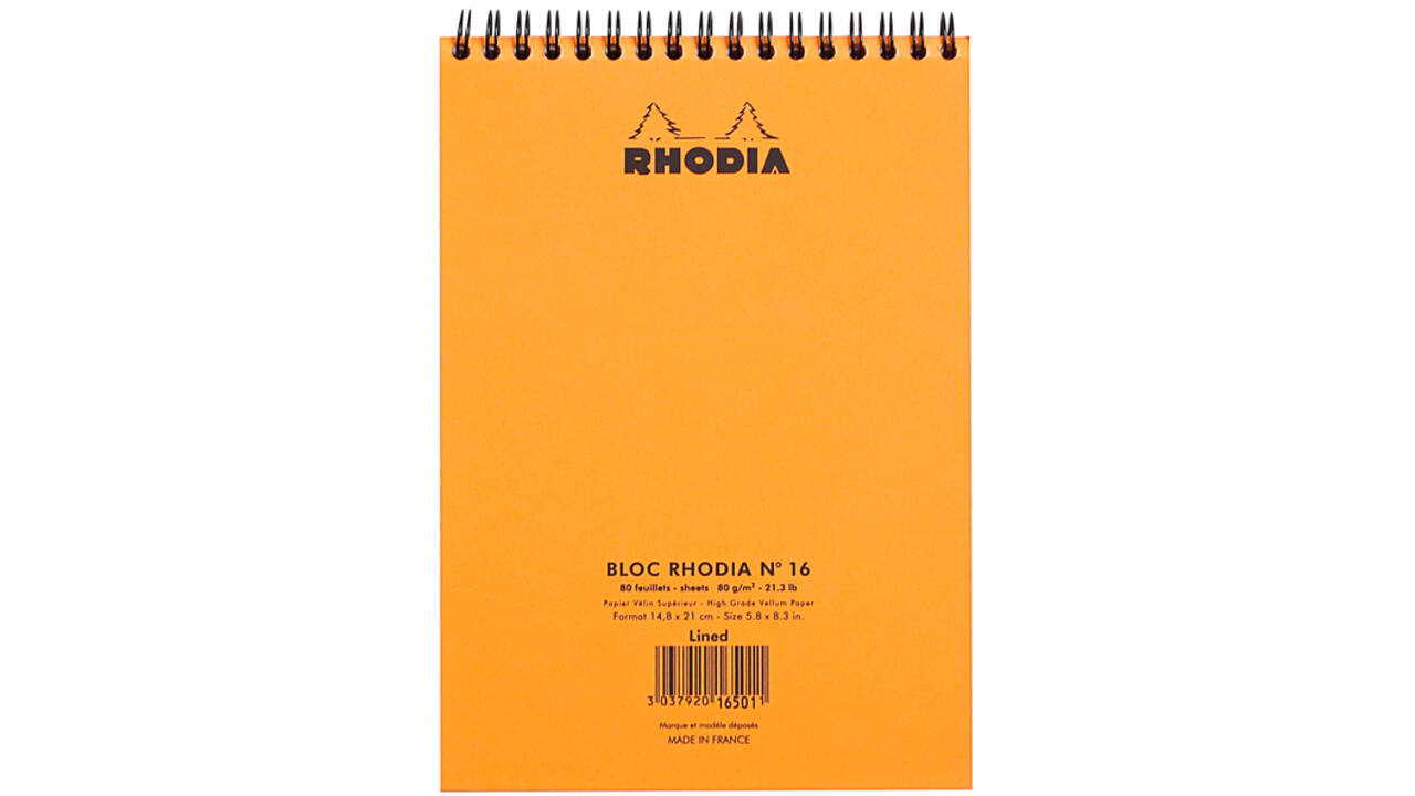 Spiraalblok Rhodia A5 lijn 160 pagina's 80gr oranje