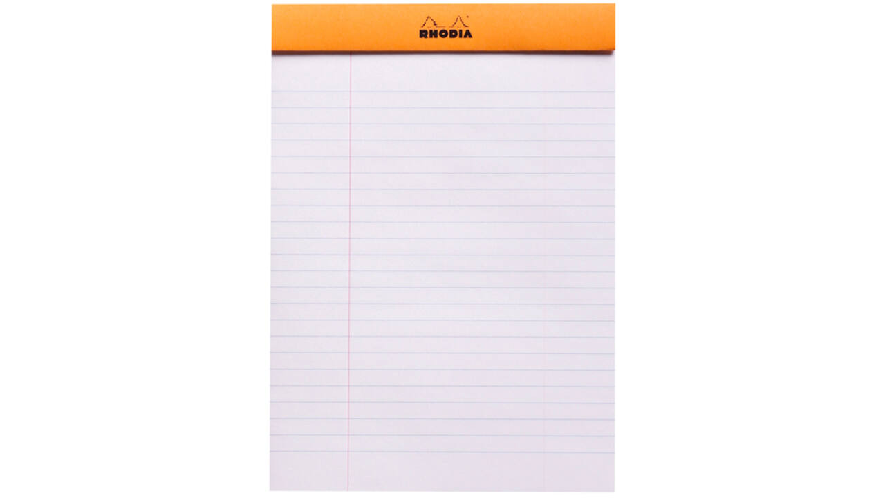 Schrijfblok Rhodia A5 lijn 80 vel 80gr met kantlijn oranje