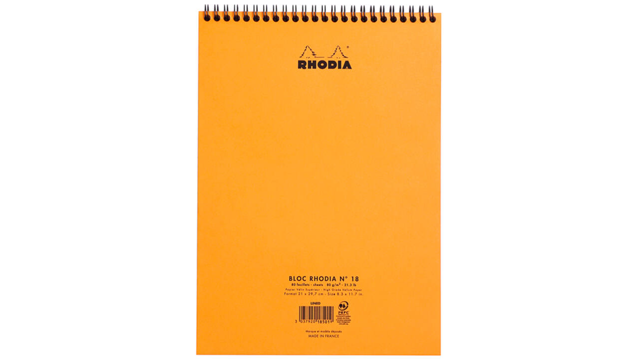 Spiraalblok Rhodia A4 lijn 160 pagina's 80gr oranje