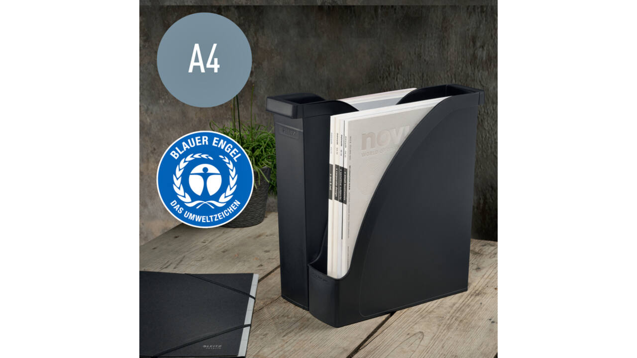 Tijdschriftcassette Leitz recycle A4 zwart