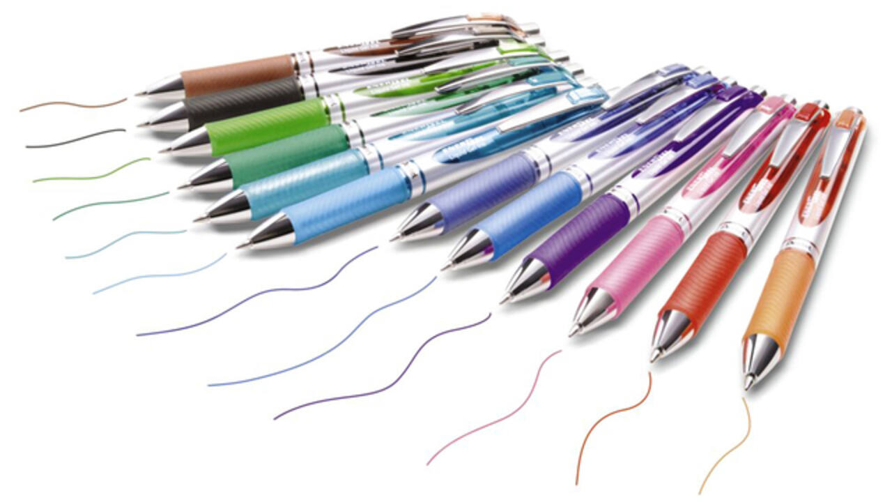 Gelschrijver Pentel BL77 Energel medium assorti etui à 12 stuks