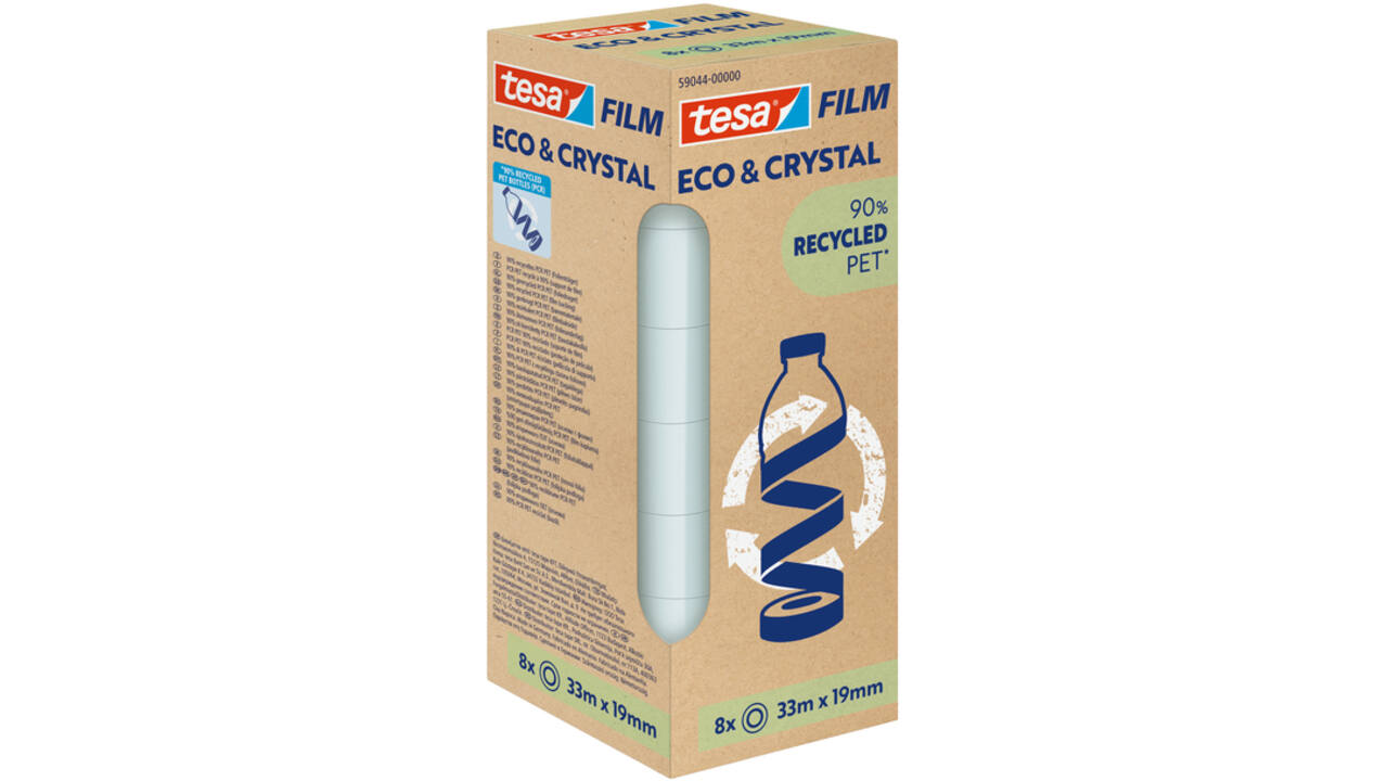 Plakband Tesa eco&crystal 59044 19mmx33m transparant 8 rollen