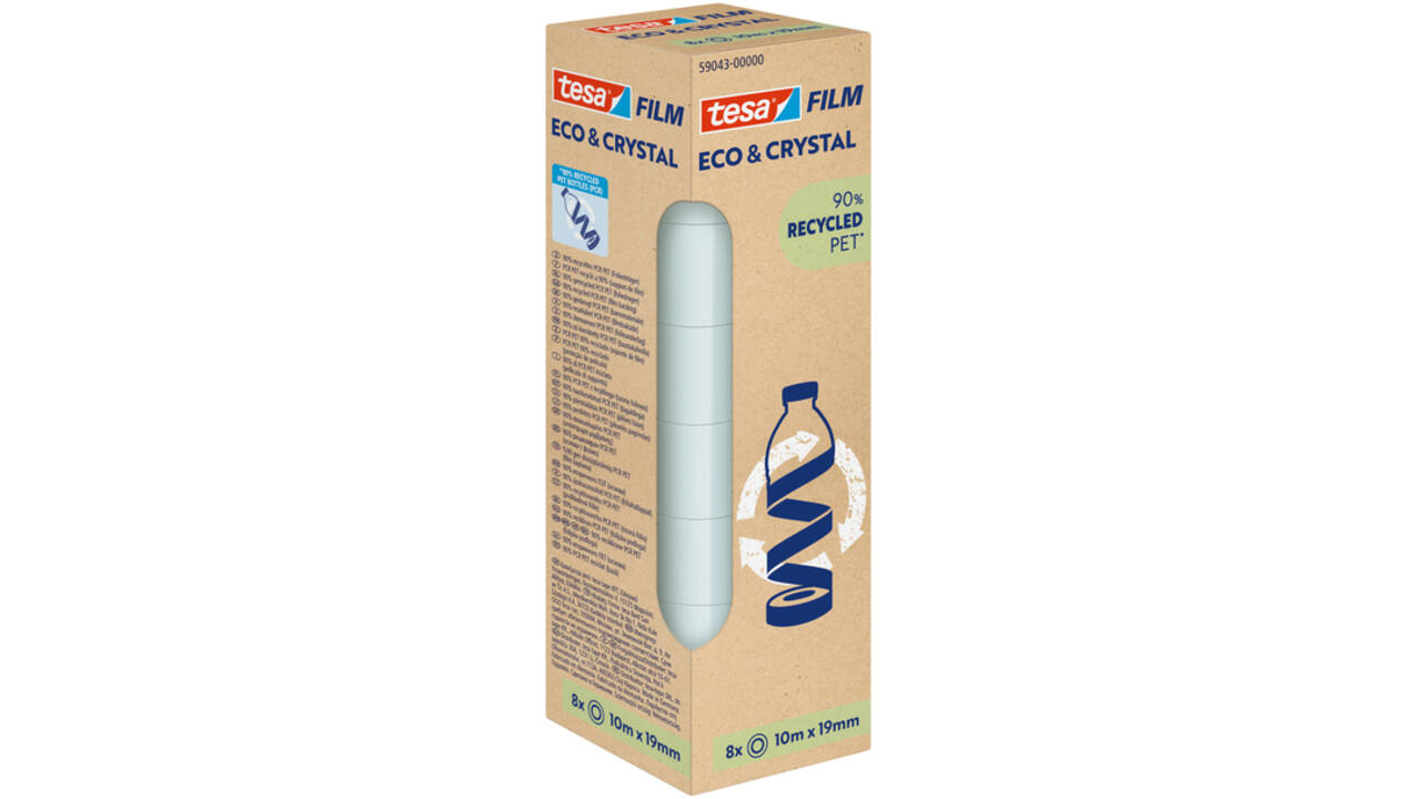 Plakband Tesa eco&crystal 59043 19mmx10m transparant 8 rollen
