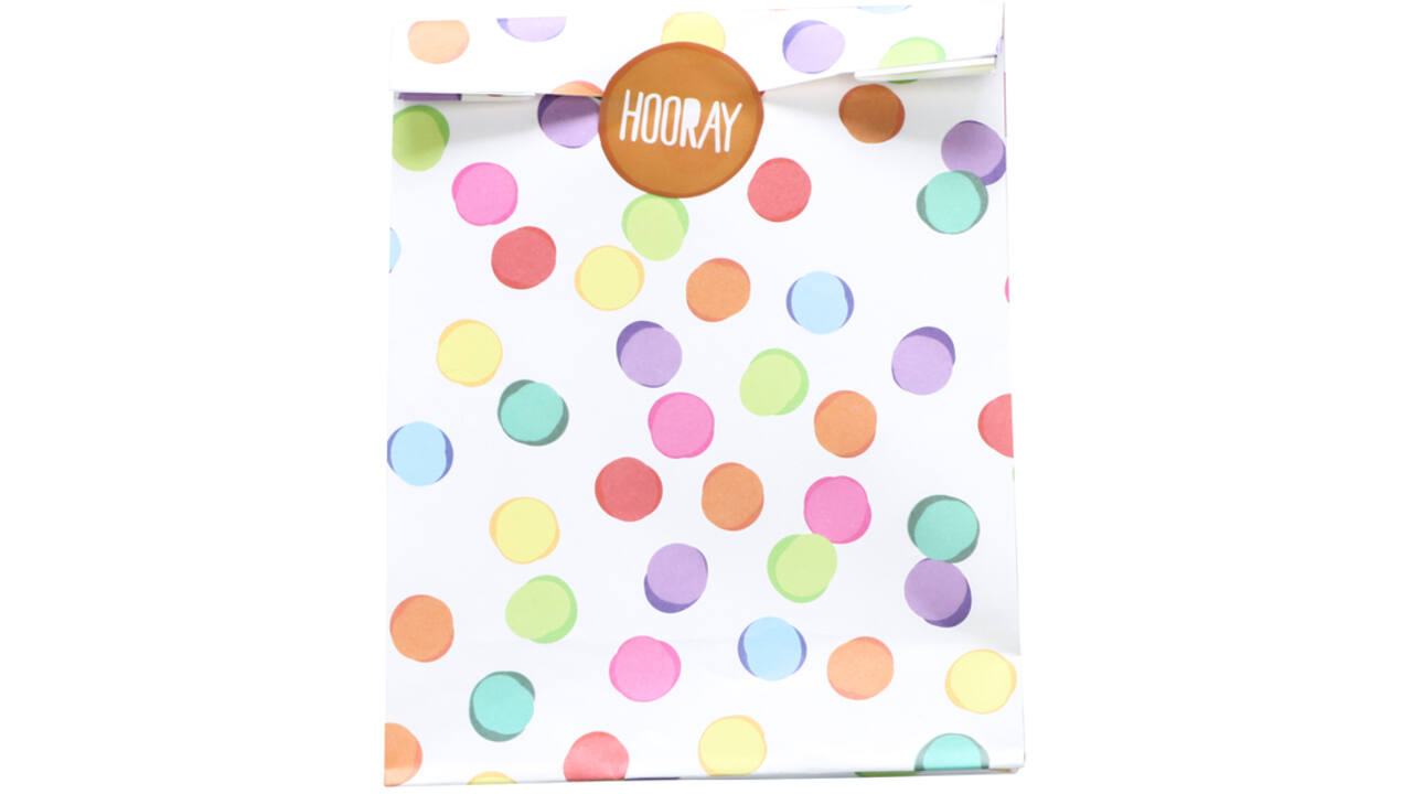 Uitdeelzakjes Haza Festive Colors met stickers 6 stuks