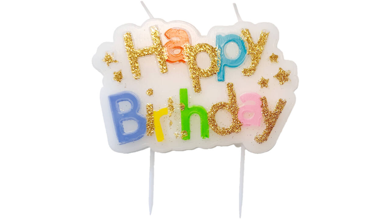 Kaarsje Happy 'Happy birthday' 10.5cm