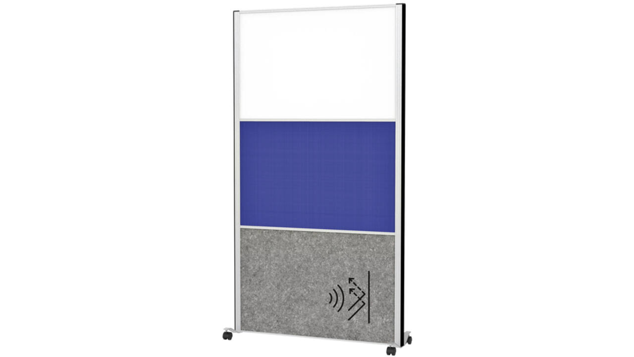 Scheidingswand MAUL akoestiek 100x180 akoest whiteb textiel alum.frame mobiel