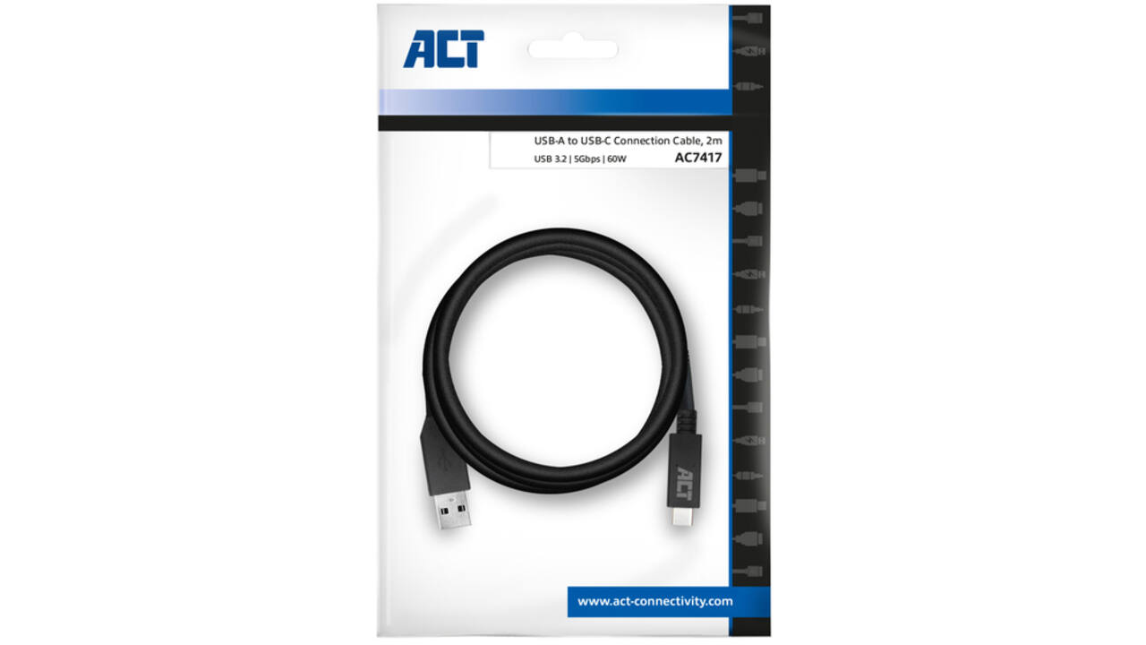 Kabel ACT USB A 3.2 naar USB-C 2 meter
