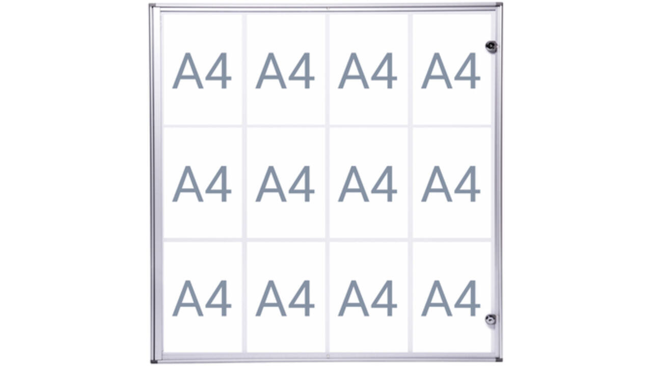 Binnenvitrine wand MAULextraslim whiteboard 12xA4 met slot