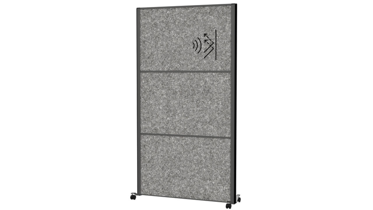 Scheidingswand MAUL akoestiek Uplight 100x180 donkergrijs antraciet frame mobiel