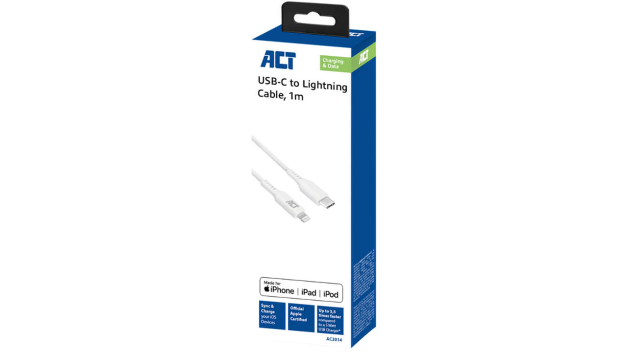 Kabel ACT USB-C naar Lightning laad -en data 1 meter