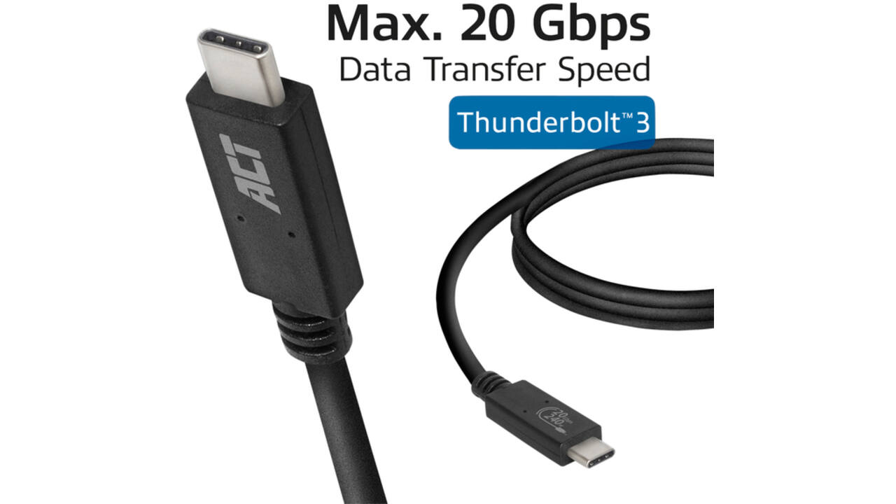 Kabel ACT USB-C USB 4 20Gbps Thunderbolt3 1 meter