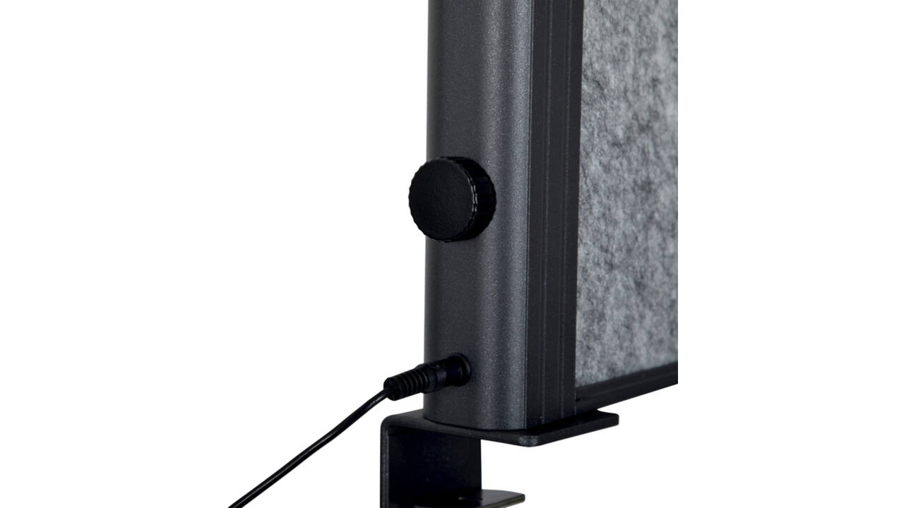 Scheidingswand MAUL akoestiek Uplight 120x50 donkergrijs antrac.frame tafelklem