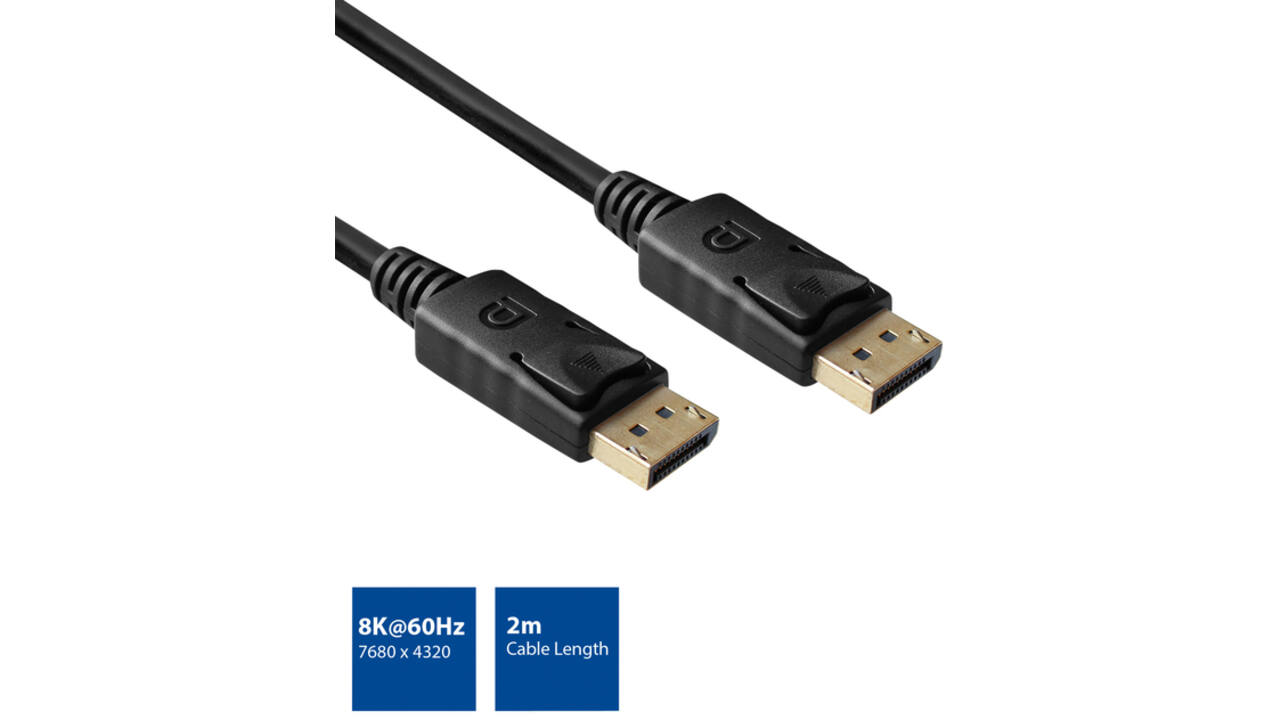 Kabel ACT DisplayPort 1.4 8K M-M 2 meter zwart