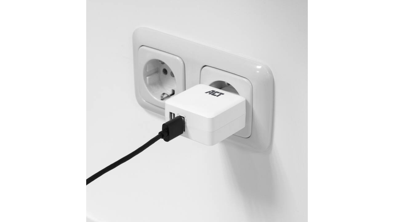 Oplader ACT USB 2 poorts Quickcharge 30W wit