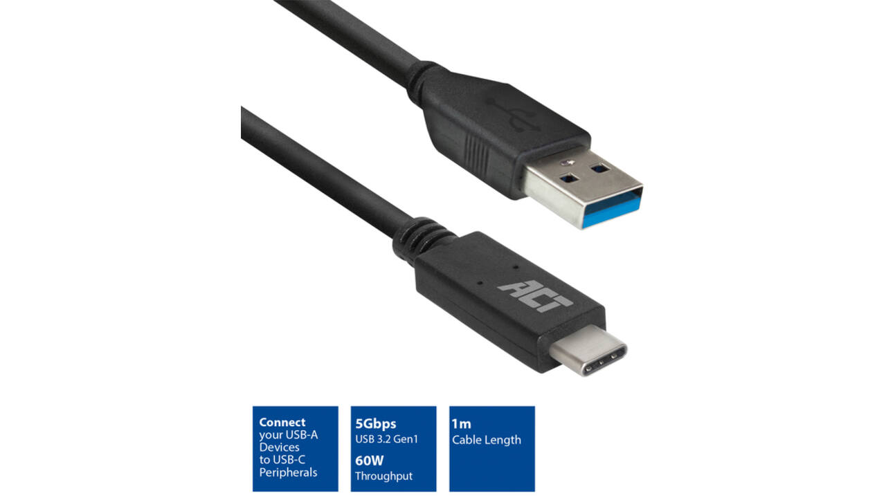 Kabel ACT USB A 3.2 naar USB-C 1 meter